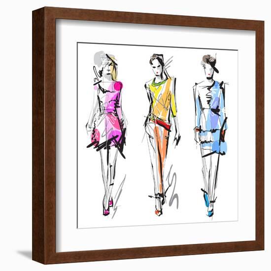 Fashion Models. Sketch-dahabian-Framed Art Print