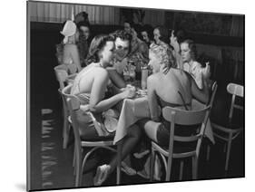 Fashion Models Taking Their Lunch Break at the Racquet Club Cafe-Peter Stackpole-Mounted Photographic Print