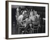 Fashion Models Taking Their Lunch Break at the Racquet Club Cafe-Peter Stackpole-Framed Photographic Print