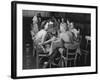 Fashion Models Taking Their Lunch Break at the Racquet Club Cafe-Peter Stackpole-Framed Photographic Print