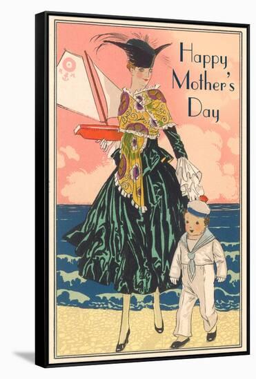 Fashion Mom with Sailor Boy-null-Framed Stretched Canvas