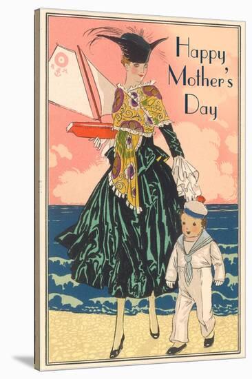 Fashion Mom with Sailor Boy-null-Stretched Canvas