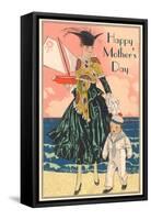 Fashion Mom with Sailor Boy-null-Framed Stretched Canvas