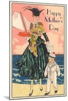 Fashion Mom with Sailor Boy-null-Mounted Art Print