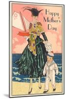 Fashion Mom with Sailor Boy-null-Mounted Art Print