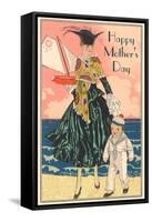 Fashion Mom with Sailor Boy-null-Framed Stretched Canvas