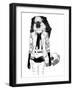 Fashion Monkey with Bag-Mirifada-Framed Art Print