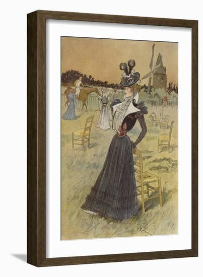 Fashion Plate, at Longchamp, Illustration from 'La Nouvelle Mode', 1897-Felix Fournery-Framed Giclee Print