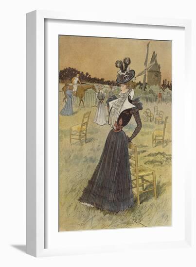 Fashion Plate, at Longchamp, Illustration from 'La Nouvelle Mode', 1897-Felix Fournery-Framed Giclee Print