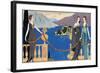 Fashion Plate Depicting Ladies in Redfern Evening Dress and Borromean Isola Bella in the Background-null-Framed Giclee Print