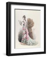 Fashion Plate of a Woman in Evening Dress and with a Fan, 1877-null-Framed Giclee Print