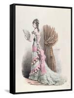 Fashion Plate of a Woman in Evening Dress and with a Fan, 1877-null-Framed Stretched Canvas