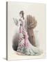 Fashion Plate of a Woman in Evening Dress and with a Fan, 1877-null-Stretched Canvas