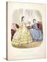 Fashion Plate Showing Ballgowns, Illustration from 'La Mode Illustree', 1864-null-Stretched Canvas