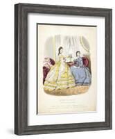 Fashion Plate Showing Ballgowns, Illustration from 'La Mode Illustree', 1864-null-Framed Giclee Print