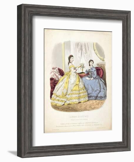 Fashion Plate Showing Ballgowns, Illustration from 'La Mode Illustree', 1864-null-Framed Giclee Print