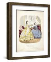 Fashion Plate Showing Ballgowns, Illustration from 'La Mode Illustree', 1864-null-Framed Giclee Print