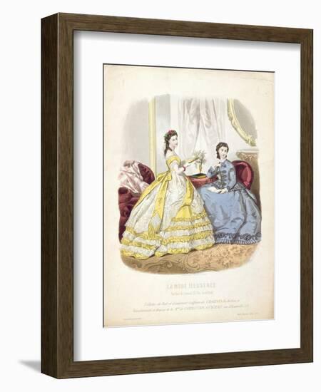 Fashion Plate Showing Ballgowns, Illustration from 'La Mode Illustree', 1864-null-Framed Giclee Print