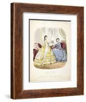 Fashion Plate Showing Ballgowns, Illustration from 'La Mode Illustree', 1864-null-Framed Giclee Print