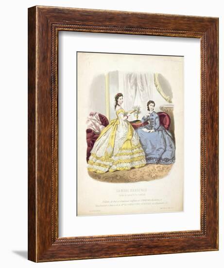 Fashion Plate Showing Ballgowns, Illustration from 'La Mode Illustree', 1864-null-Framed Giclee Print