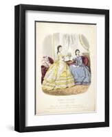 Fashion Plate Showing Ballgowns, Illustration from 'La Mode Illustree', 1864-null-Framed Giclee Print