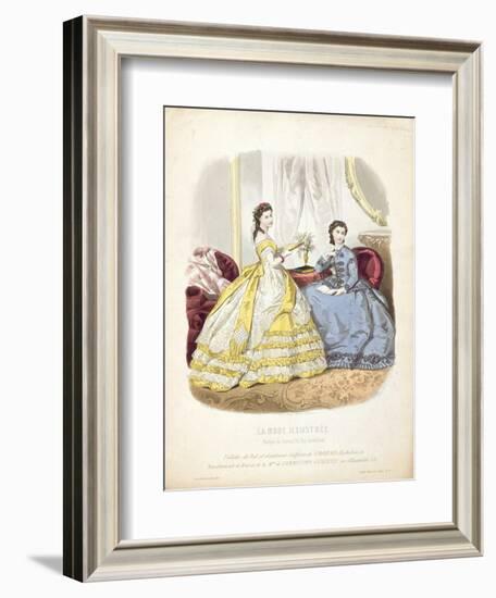 Fashion Plate Showing Ballgowns, Illustration from 'La Mode Illustree', 1864-null-Framed Giclee Print