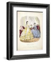 Fashion Plate Showing Ballgowns, Illustration from 'La Mode Illustree', 1864-null-Framed Giclee Print