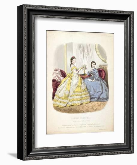 Fashion Plate Showing Ballgowns, Illustration from 'La Mode Illustree', 1864-null-Framed Giclee Print