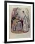 Fashion Plate Showing Ladies in Dresses Designed by Mme Breant-Castel and Looking at Photo Albums-French School-Framed Giclee Print