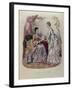 Fashion Plate Showing Ladies in Dresses Designed by Mme Breant-Castel and Looking at Photo Albums-French School-Framed Giclee Print