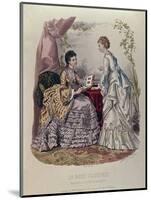 Fashion Plate Showing Ladies in Dresses Designed by Mme Breant-Castel and Looking at Photo Albums-French School-Mounted Giclee Print