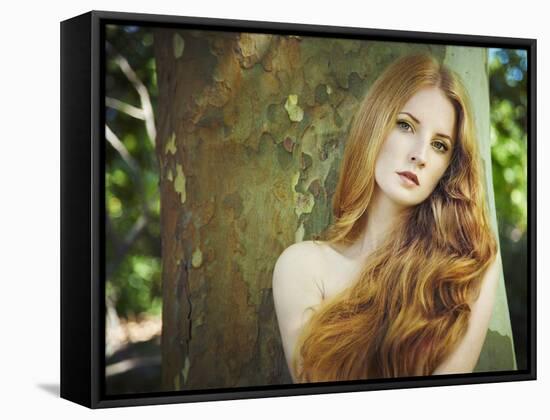 Fashion Portrait of Young Naked Woman in Garden-heckmannoleg-Framed Stretched Canvas