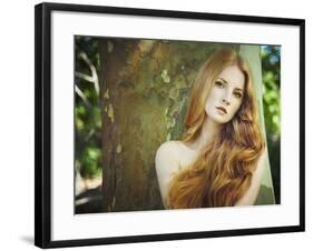 Fashion Portrait of Young Naked Woman in Garden-heckmannoleg-Framed Photographic Print