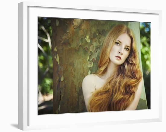 Fashion Portrait of Young Naked Woman in Garden-heckmannoleg-Framed Photographic Print