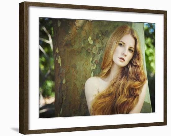 Fashion Portrait of Young Naked Woman in Garden-heckmannoleg-Framed Photographic Print