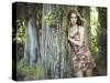 Fashion Portrait of Young Sensual Woman in Garden-heckmannoleg-Stretched Canvas