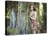 Fashion Portrait of Young Sensual Woman in Garden-heckmannoleg-Stretched Canvas