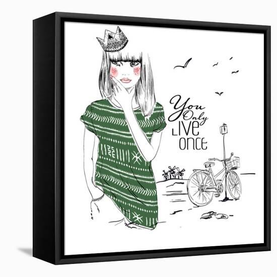 Fashion Sketch Illustration Girl-studiohome-Framed Stretched Canvas