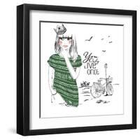 Fashion Sketch Illustration Girl-studiohome-Framed Art Print