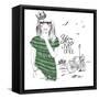 Fashion Sketch Illustration Girl-studiohome-Framed Stretched Canvas