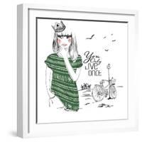 Fashion Sketch Illustration Girl-studiohome-Framed Art Print