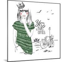 Fashion Sketch Illustration Girl-studiohome-Mounted Art Print