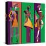 Fashion Sketches-Green Purple-null-Stretched Canvas