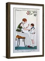 Fashion: “Woman and Child, Japanese Blouse and Marine Costume” Drawing by Georges Barbier (1882-193-Georges Barbier-Framed Giclee Print