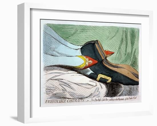 Fashionable Contrasts, or the Duchess's Little Shoe Yielding to the Magnitude of the Duke-James Gillray-Framed Giclee Print