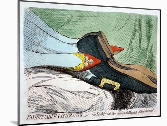 Fashionable Contrasts, or the Duchess's Little Shoe Yielding to the Magnitude of the Duke-James Gillray-Mounted Giclee Print