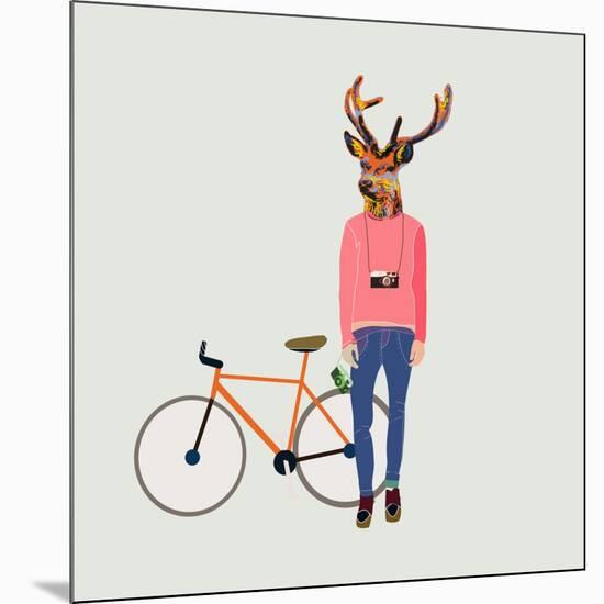 Fashionable Hipster Deer-run4it-Mounted Premium Giclee Print