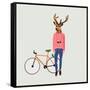 Fashionable Hipster Deer-run4it-Framed Stretched Canvas