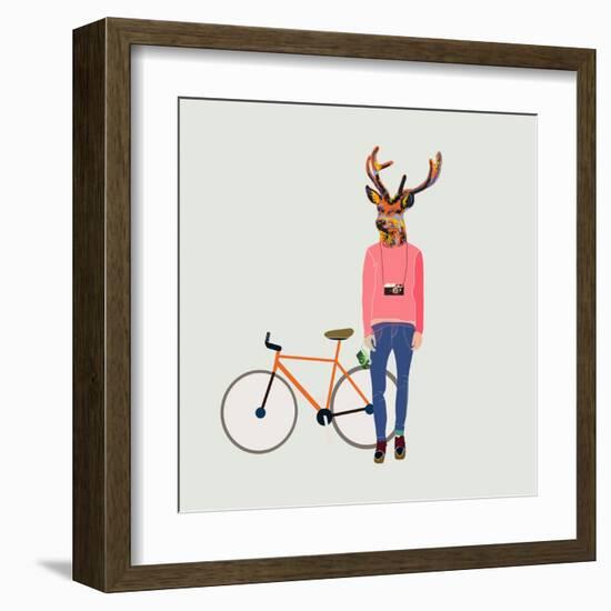 Fashionable Hipster Deer-run4it-Framed Art Print