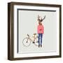 Fashionable Hipster Deer-run4it-Framed Art Print